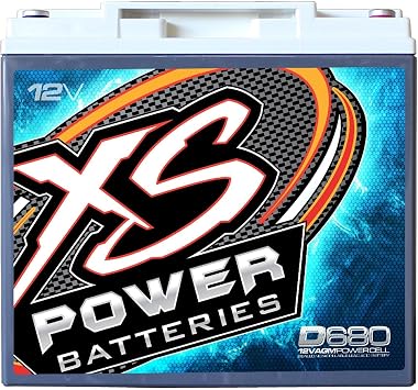 XS Power D680 1000 Amp AGM Battery with M6 Terminal Hardware - 12 Volt 20Ah 370CA Deep Cycle AGM Powercell for Car Audio Systems and Performance Cars