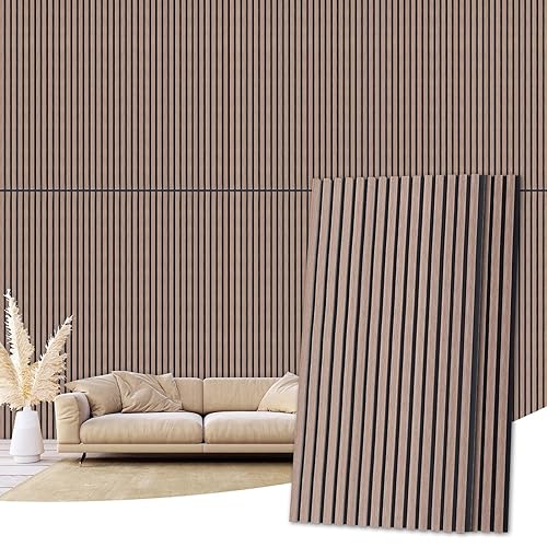 Paquete de 2 paneles de pared de madera, paneles de pared de listones de madera de 47.2 x 23.6 pulgadas para pared y techo, paneles de pared