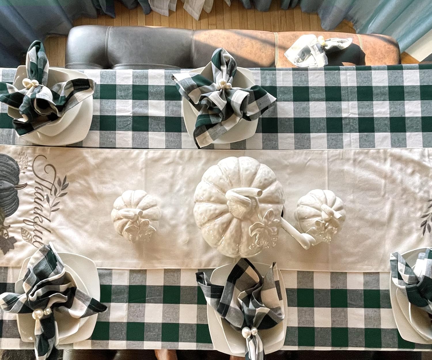 Super Cheap 🛒 Green Plaid Tablecloth - Buffalo Checked Tablecloth - Buffalo Plaid Tablecloth - Cotton Plaid Tablecloth - St Patricks Day Table Cloth - Green Buffalo Checked Tablecloth (63 X 109), Green and White