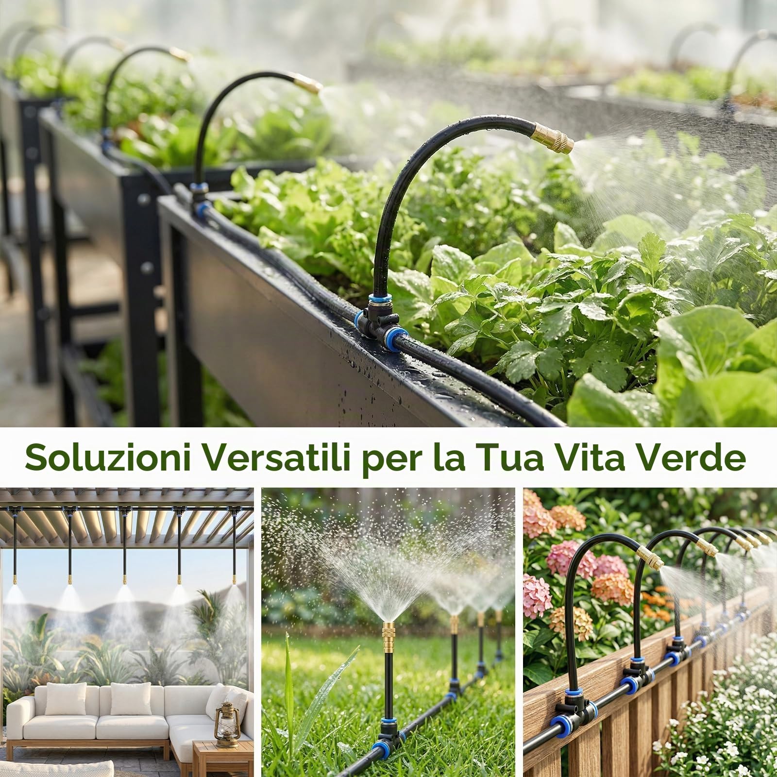 Sistema di irrigazione da giardino, regolabile a 360° Tubo di irrigazione Sistema di irrigazione per balcone Irrigazione delle piante Con 16 ugelli Irrigazione a goccia Irrigazione da