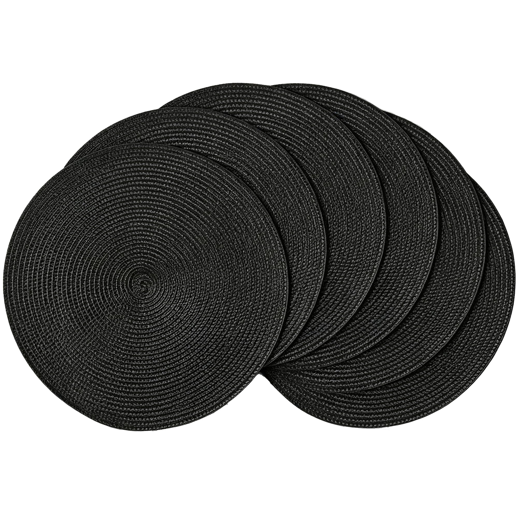 Tischset Platzset Rund Schwarz, Platzdeckchen, 6er Set, 36cm