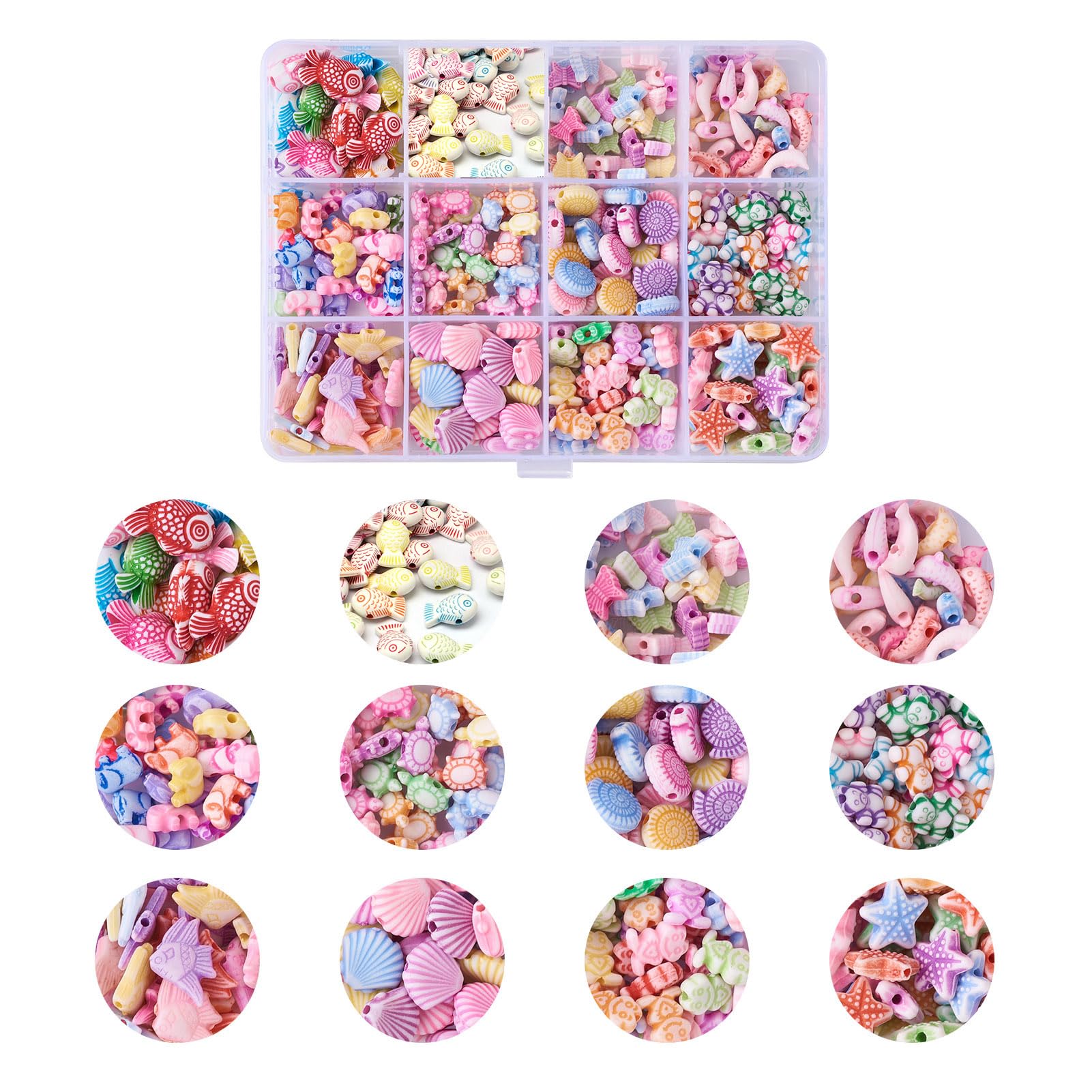Pandahall Lot De 330 Perles En Acrylique 12 Formes Sur Le