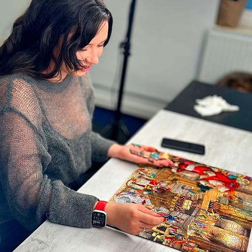 Miniatura 7 de WOODEN.CITY Rompecabezas de madera de 1000 piezas para el taller de Papá Noel, rompecabezas avanzados de madera de Navidad para adultos,