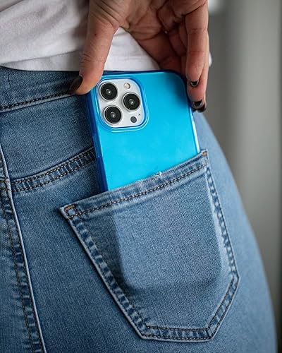 Miniatura 8 de FELONY CASE - Funda protectora transparente azul neón para iPhone 13 Pro Max, TPU y policarbonato que absorbe los golpes - A prueba de grietas con