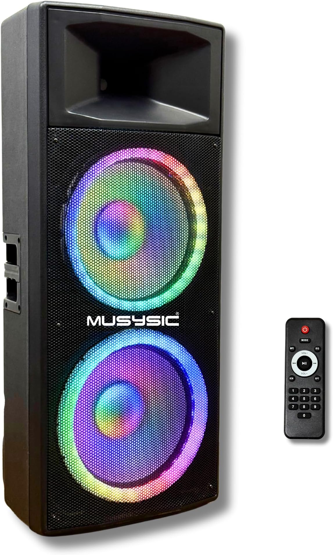 Portable PA Speaker System with Bluetooth Built in 4000W PMPO Amplifier with LED Party Lights, FM, USB, SD 1/4" Inputs 2 X 15 Subwoofer Speaker