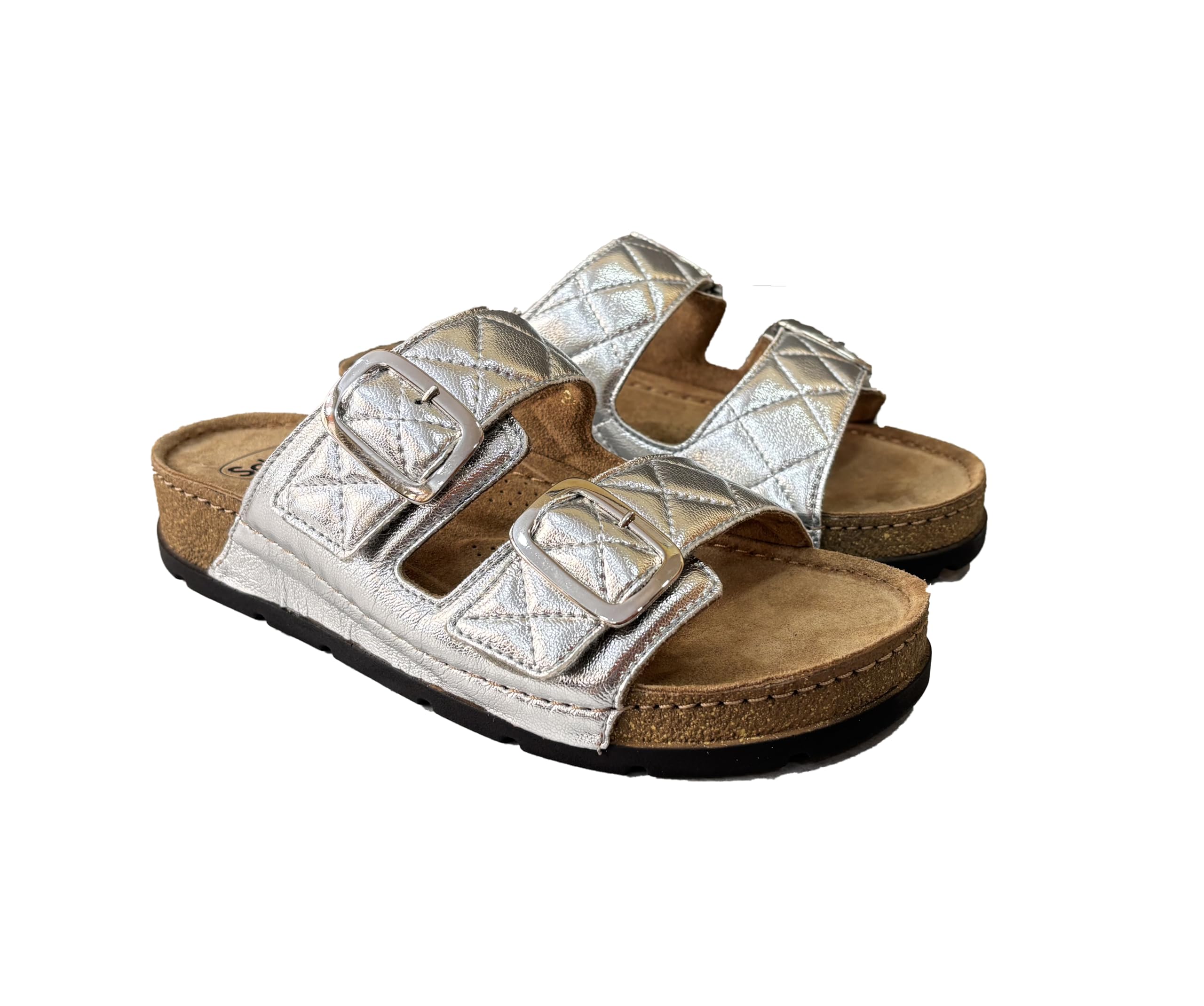Scholl Ciabatte Estive Donna BORA 2 STRAPS Colore Argento Tg 37