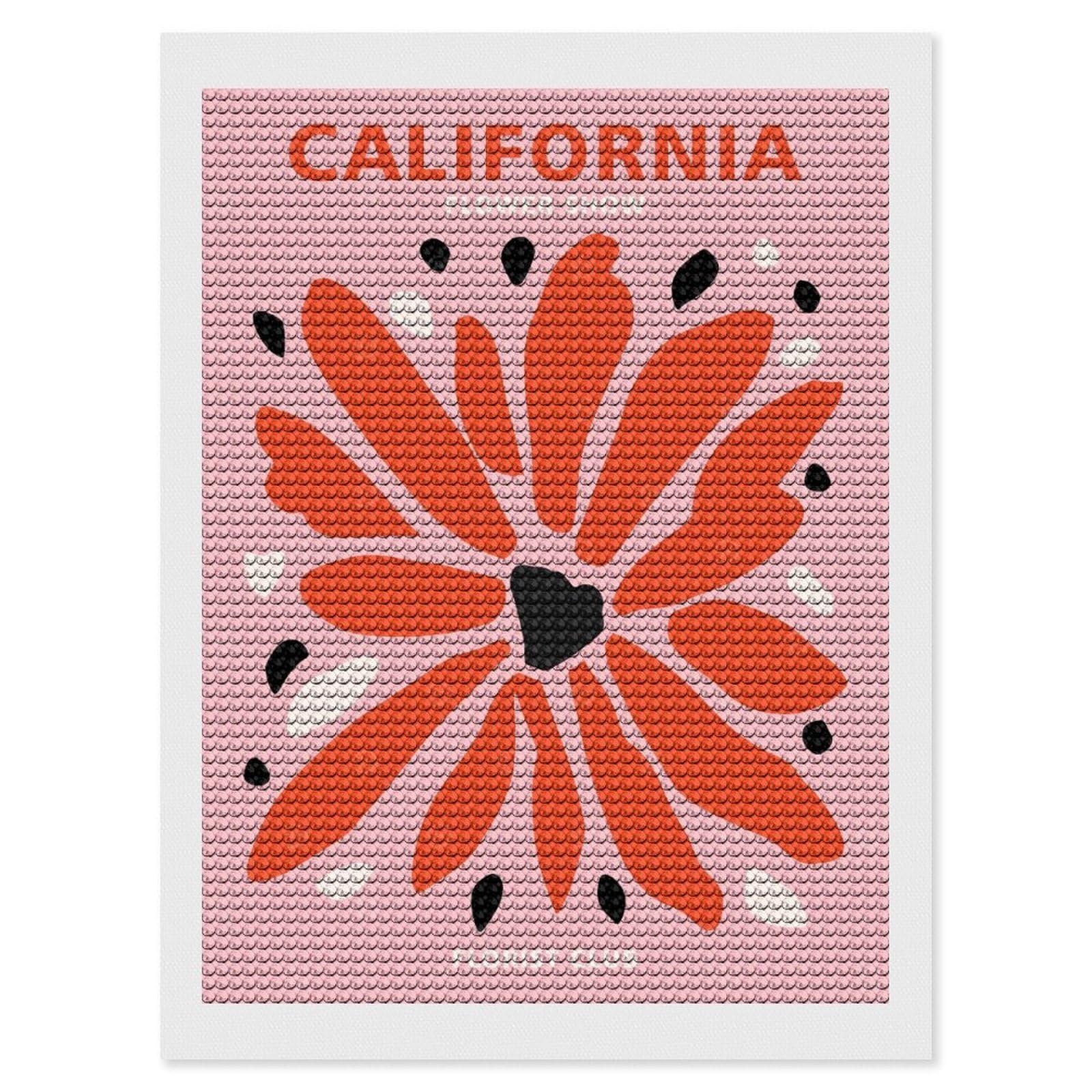 Junmoney California Florist Club Full Drill Diamond Painting Kit 12"x16", for Teens, Adhesive Canvas, Bedroom Decor, Holiday Gift Idea