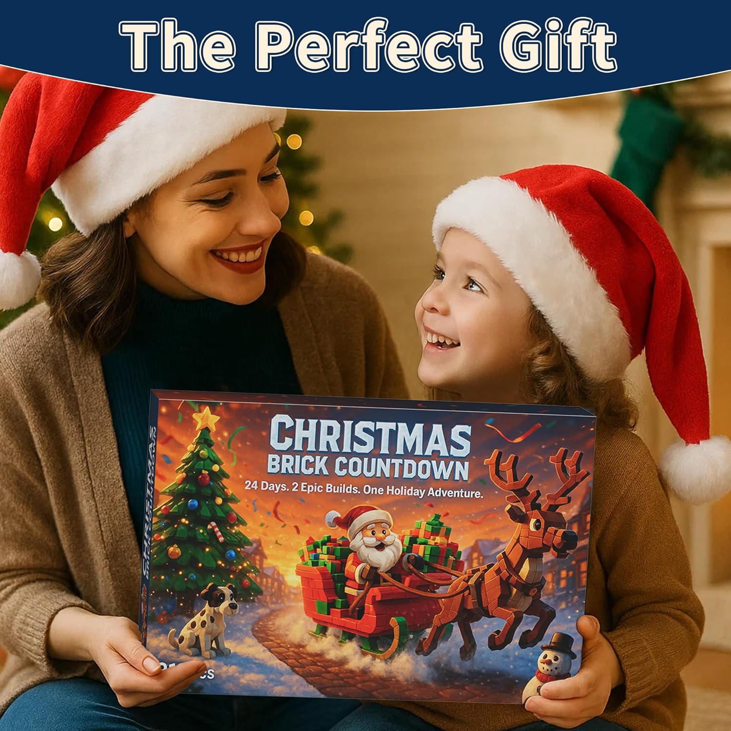 Advent Calendar 2025 Christmas Tree Building Blocks Set, 24 Days of Christmas Countdown Calendar with Santa Claus & Elk, Xmas Gift Stockig Stuffers for Kid, Girl, Boy, Adult