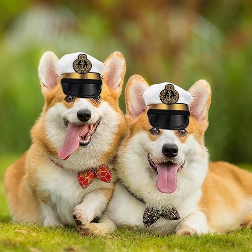 Miniatura 4 de MERRYHAPY Accesorios de cosplay para perros, accesorios para perros pequeños, accesorios para gatitos, gorra de marinero, sombrero de capitán