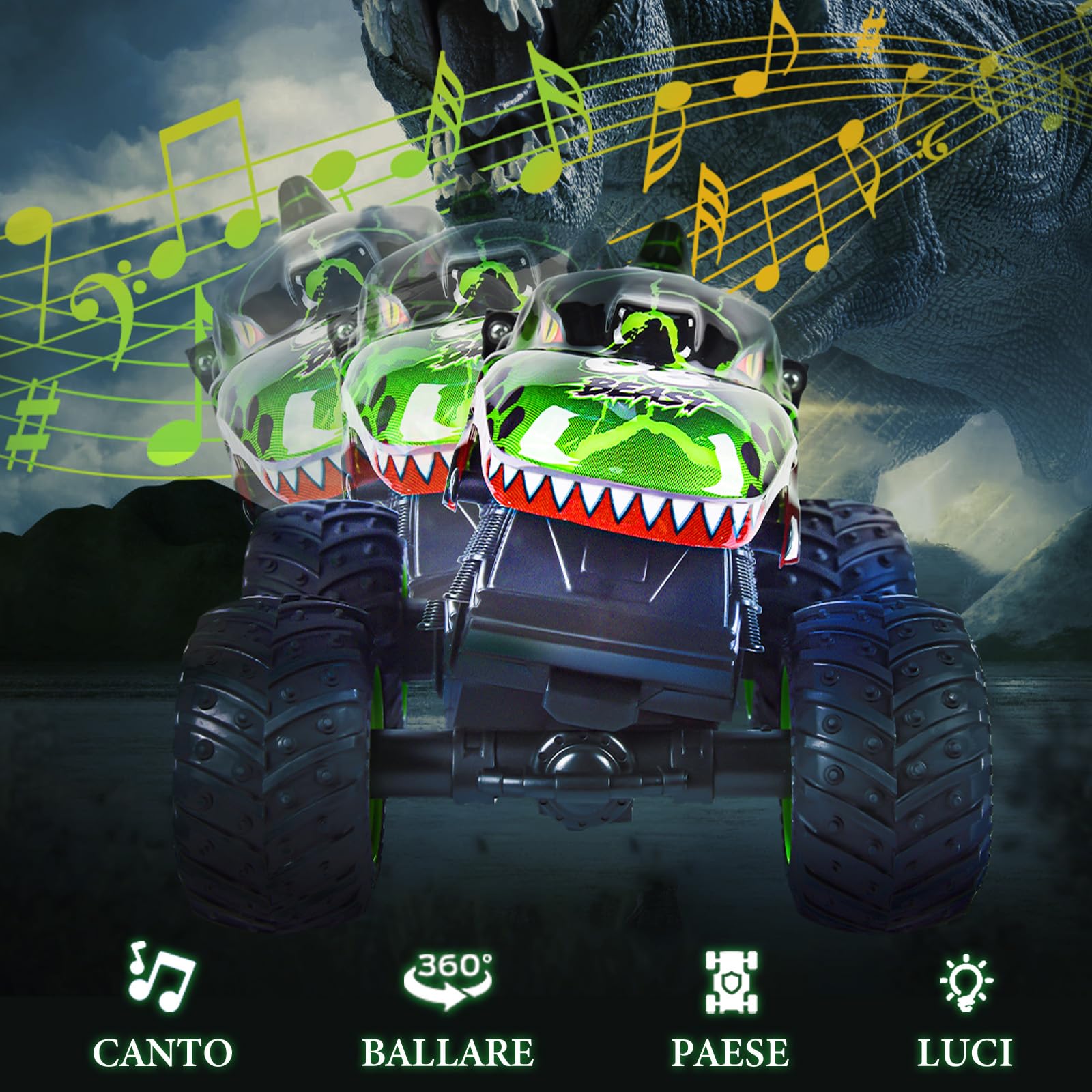 IEEILULU Macchina Telecomandata, Monster Truck con Luce LED, Camion RC All Terrain, Auto Radiocomandata RC, Telecomandato Macchinine Regalo Bambina Bambino 4 5 6 7 8 9 anni