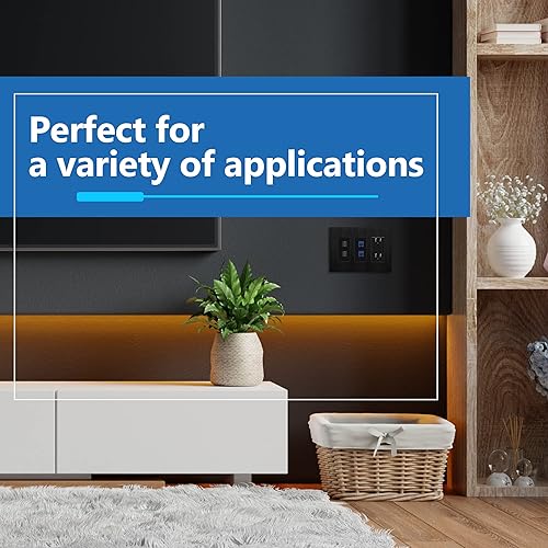 Miniatura 427 de LIDER - Cubierta decorativa de interruptor doble con acabado mate, placa de pared sin tornillos, tamaño mediano, 2 bandas, 4.88 x 4.92 pulgadas