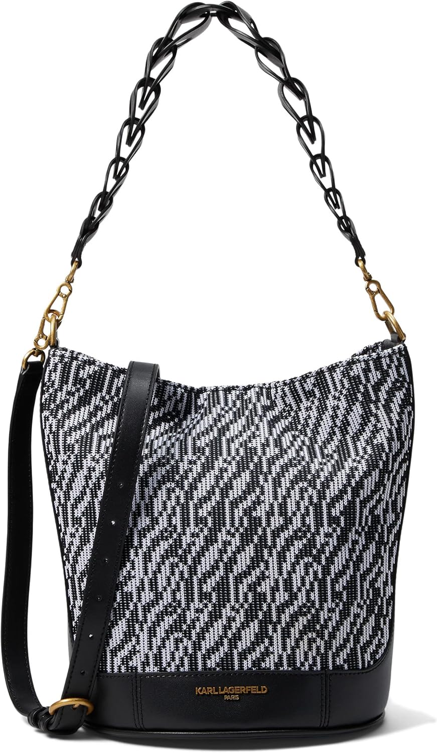 KARL LAGERFELD Paris Ciel Bucket Black Chevron One Size
