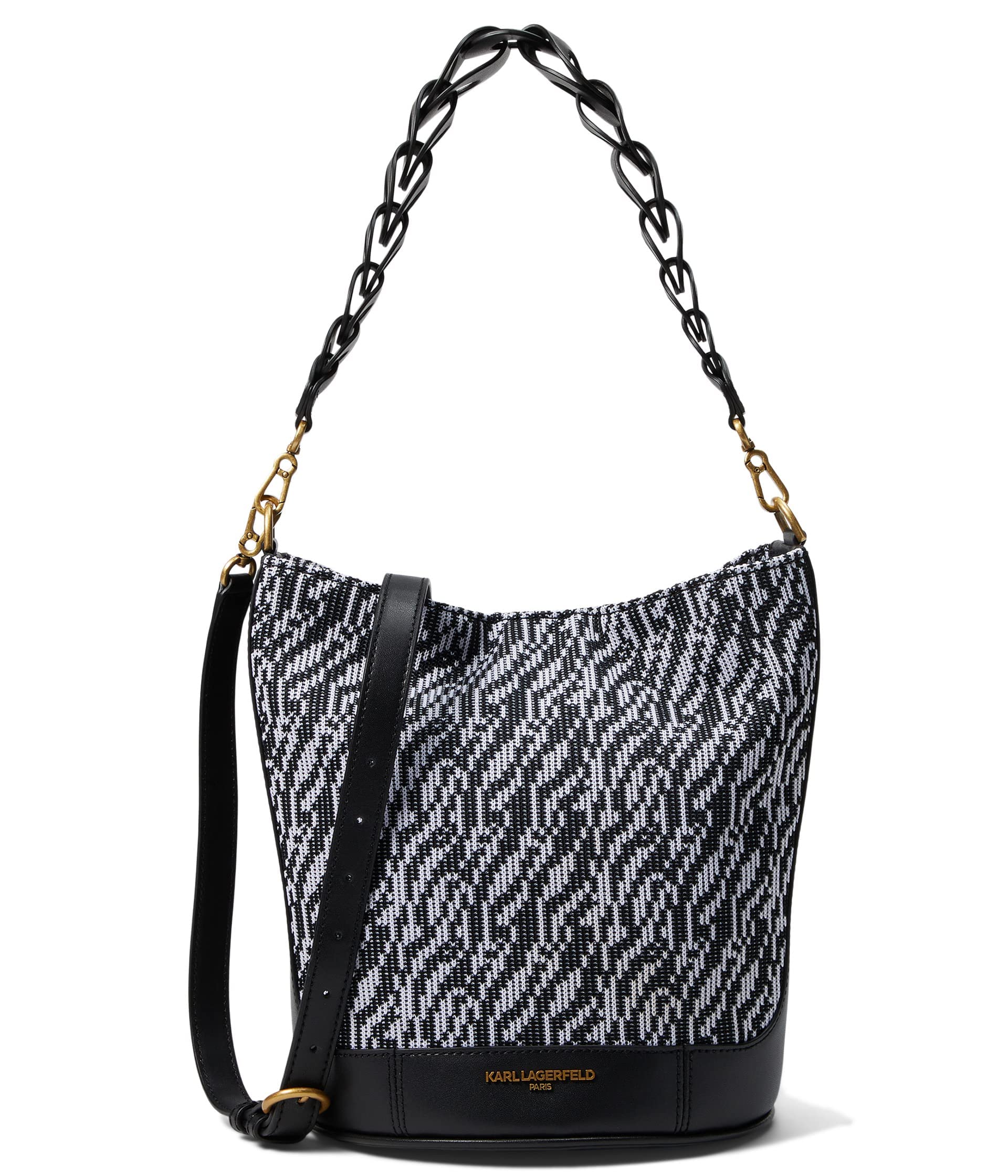 KARL LAGERFELD Paris Ciel Bucket Black Chevron One Size