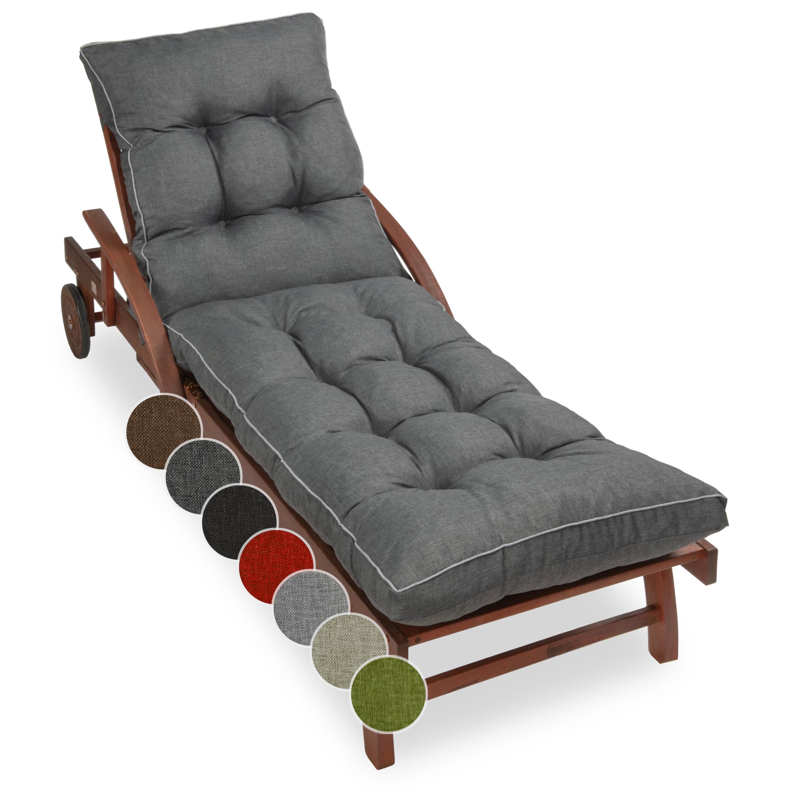 sunnypillow Liegenauflage 200 x 60 - Auflage für Gartenliege extra dick 13cm - Outdoor, wasserdicht, UV Lichtecht - Polster für Sonnenliege - Polsterauflagen für Liegestuhl - Kissen Anthrazit