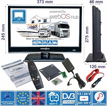 Unispectra ® 16 inch Smart TV (webOS) Full HD, Freeview & SAT Tuner, 3x HDMI, 2x USB, Magic Remote. 12V TV for Motorhomes, Campervans, Caravans, Trucks, Vans, Boats