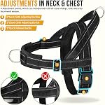 SlowTon No Pull Dog Harness and Leash Set for Large Medium Dogs, Soft Padded Adjustable Dog Vest, Reflective Tactical Military Dog Harness 5.9 Ft Dog Leash Anti-Twist Pet Lead (Black,L)
