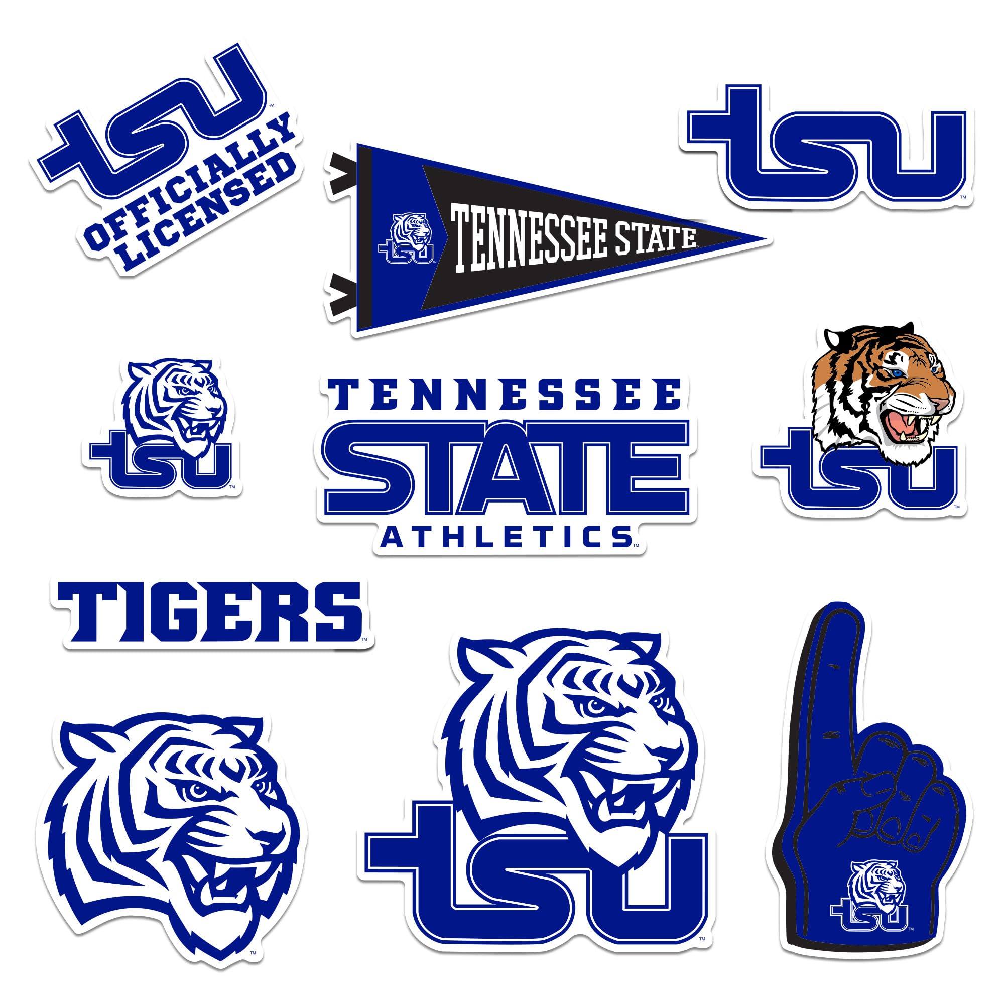 Tennessee State University 10ct Vinyl Large Deluxe Stickers Variety Pack - Laptop, Water Bottle, Scrapbooking, Tablet, Skateboard, Indoor/Outdoor -