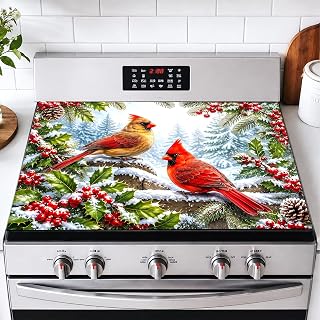 Christmas Cardinal Stove Top Cover 28x20 Inch Winter Kitchen Decor