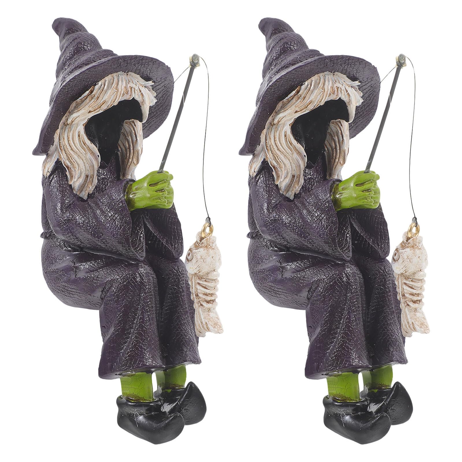 Sculpture de sorcière d'Halloween en résine violette compacte et robuste de qualité