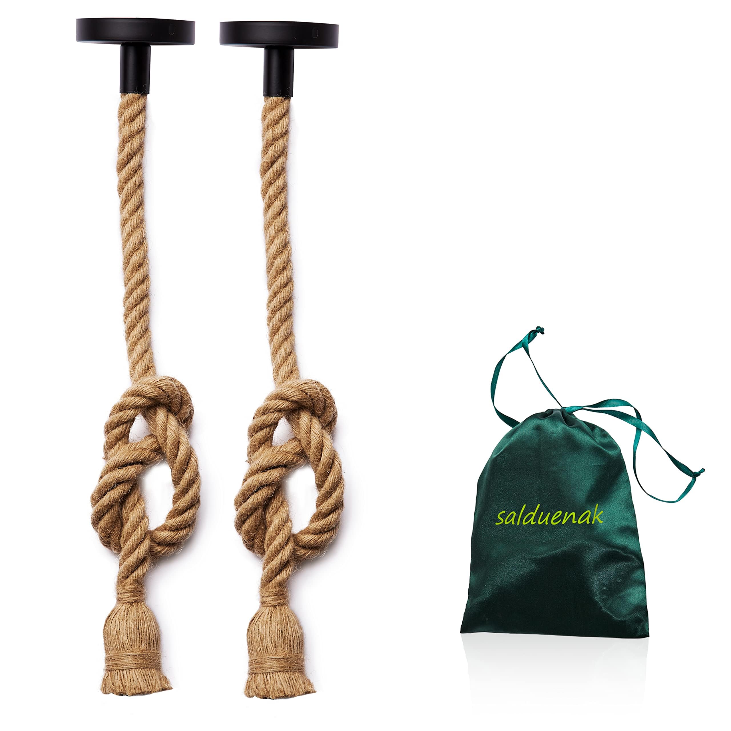 2 Lámparas de Cuerda de Cáñamo de Techo Vintage para Salón, Habitación, Cafetería o Restaurante; (2 Lámparas); Interfaz E27 (longitud de las lámparas sin la bombilla 92 cm aprox)