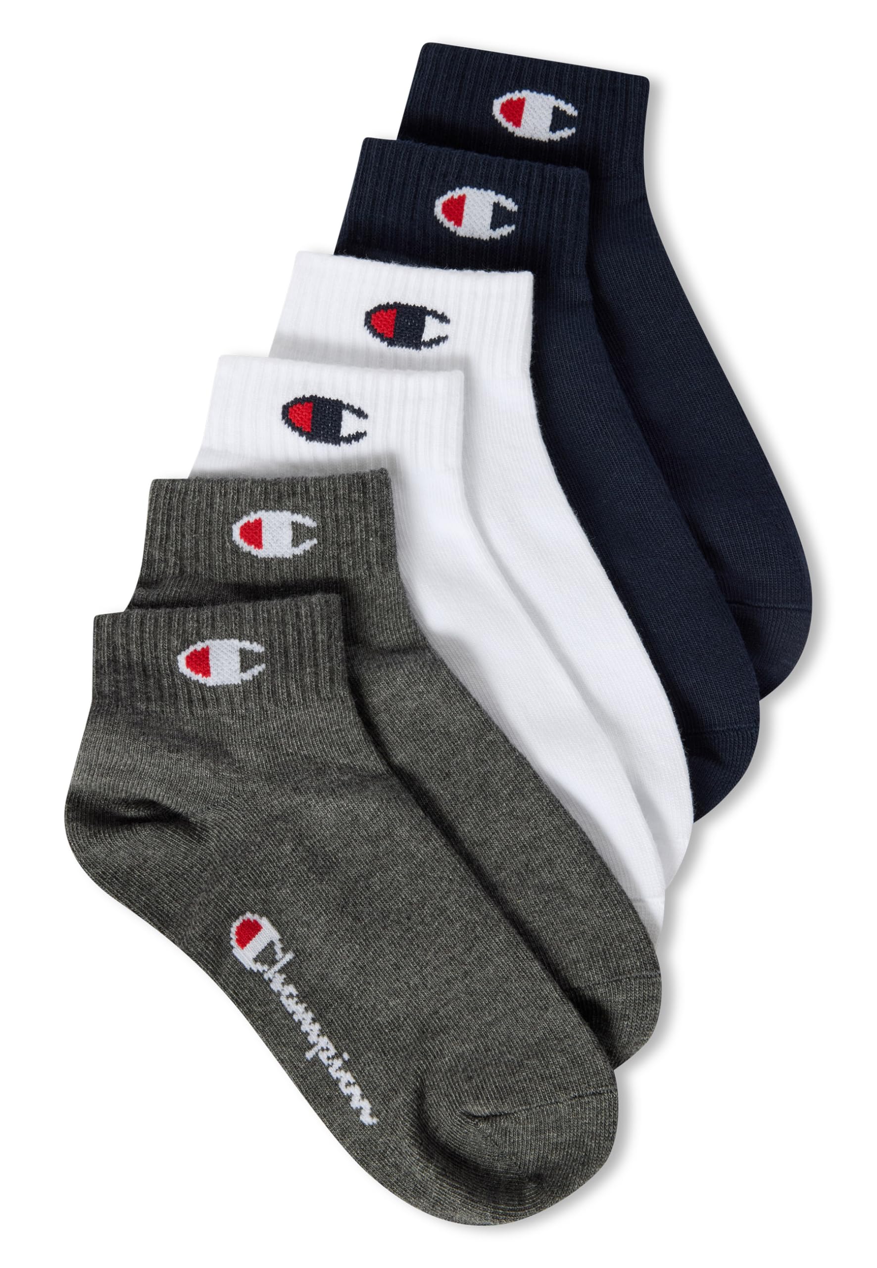 Champion BASICS NOS Accessories Junior 6-Pack Socks, Quarter, Navy Blue