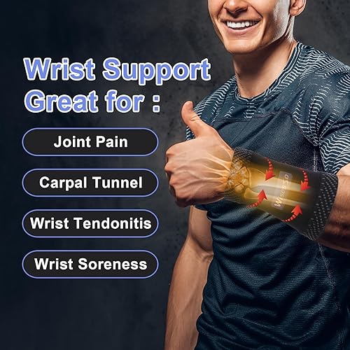 Miniatura 5 de Wisesso Muñequeras, manga de compresión de muñeca, cómoda y transpirable para tenis, golf, bolos, gimnasio, túnel carpiano, soporte de muñeca para