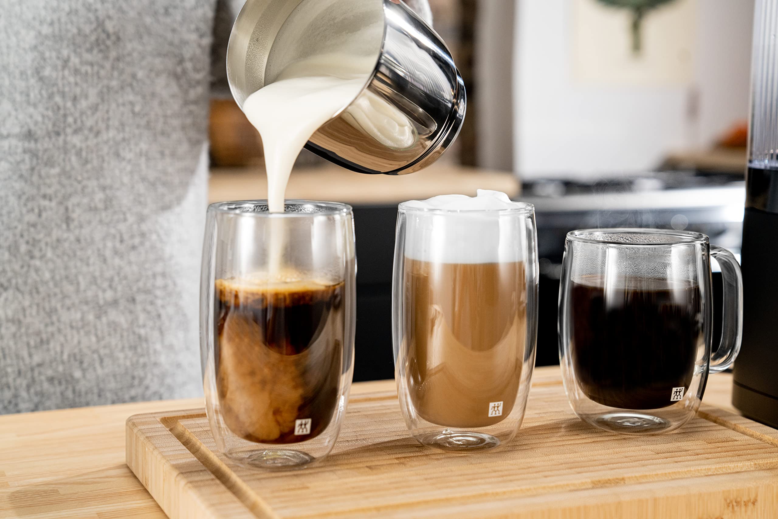 ZWILLING ENFINIGY Montalatte elettrico per latte caldo e freddo e alternative al latte a base vegetale, 400 ml, Nero