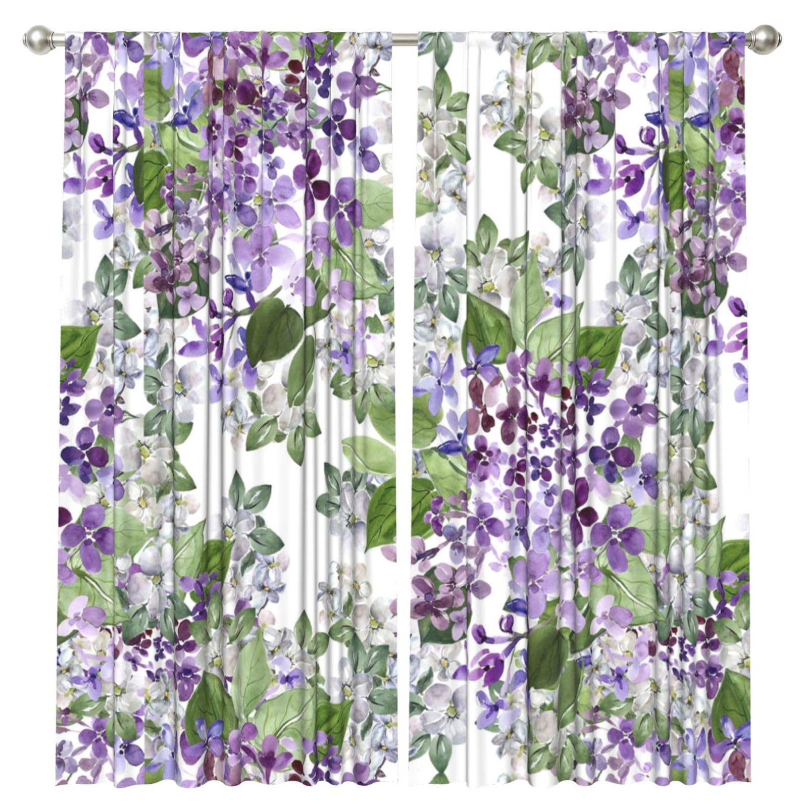 InOmak Beautiful Lilac, 2 Panels Window Curtains 52 x 84 Inch Blackout Curtains for Living Room Bedroom