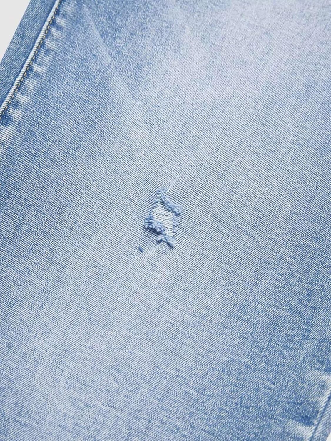 Flamingals Straight Leg Jeans for Women Cropped Mid Rise Stretchy Baggy Jean Wash Raw Hem Trendy Ankle Pants - Image 5