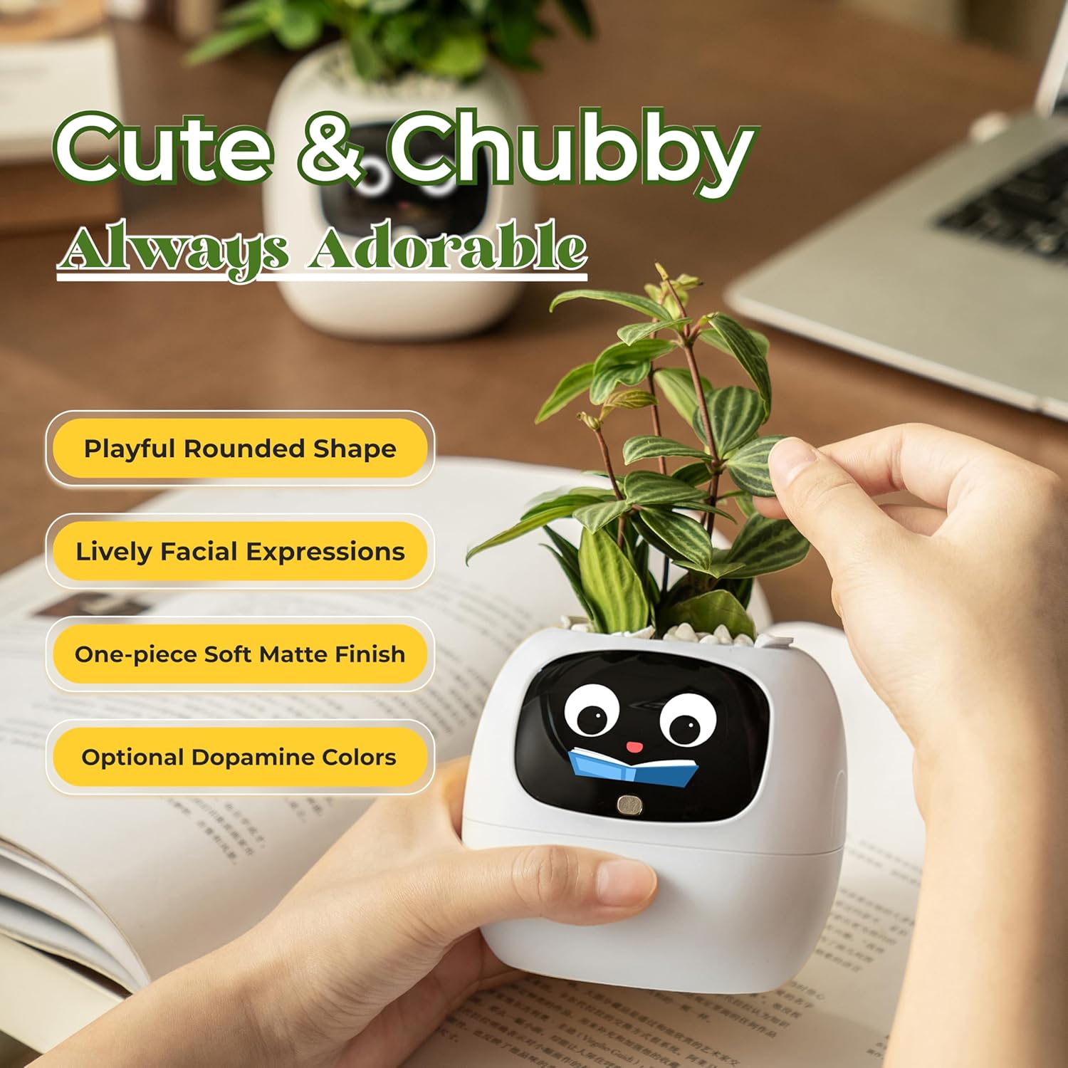Smart Plant Pot with AI Expression Vase Stylish Home Decor Planter for Indoor Plants, Interactive Emotion Display & Intelligent Plant Care, Fits Most Houseplants