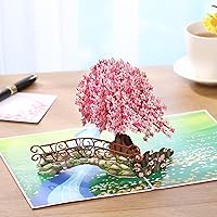 Vista 2 de Tarjeta emergente de flor de cerezo, tarjeta de cumpleaños 3D con flores emergentes, 15x20 cm, regalo ideal para cumpleaños, día de la madre