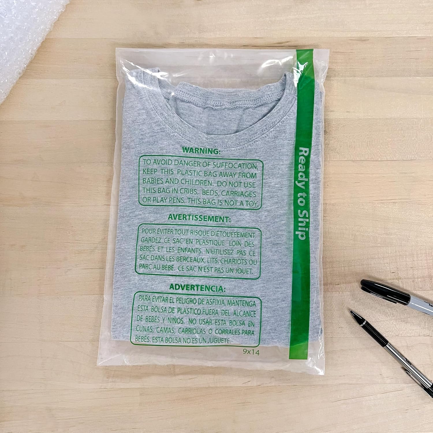 Plymor Ready to Ship 1.5 Mil Wicketed Poly Bags with Permanent Adhesive Strip and Suffocation Warning, 9" x 14" (Pack of 250)