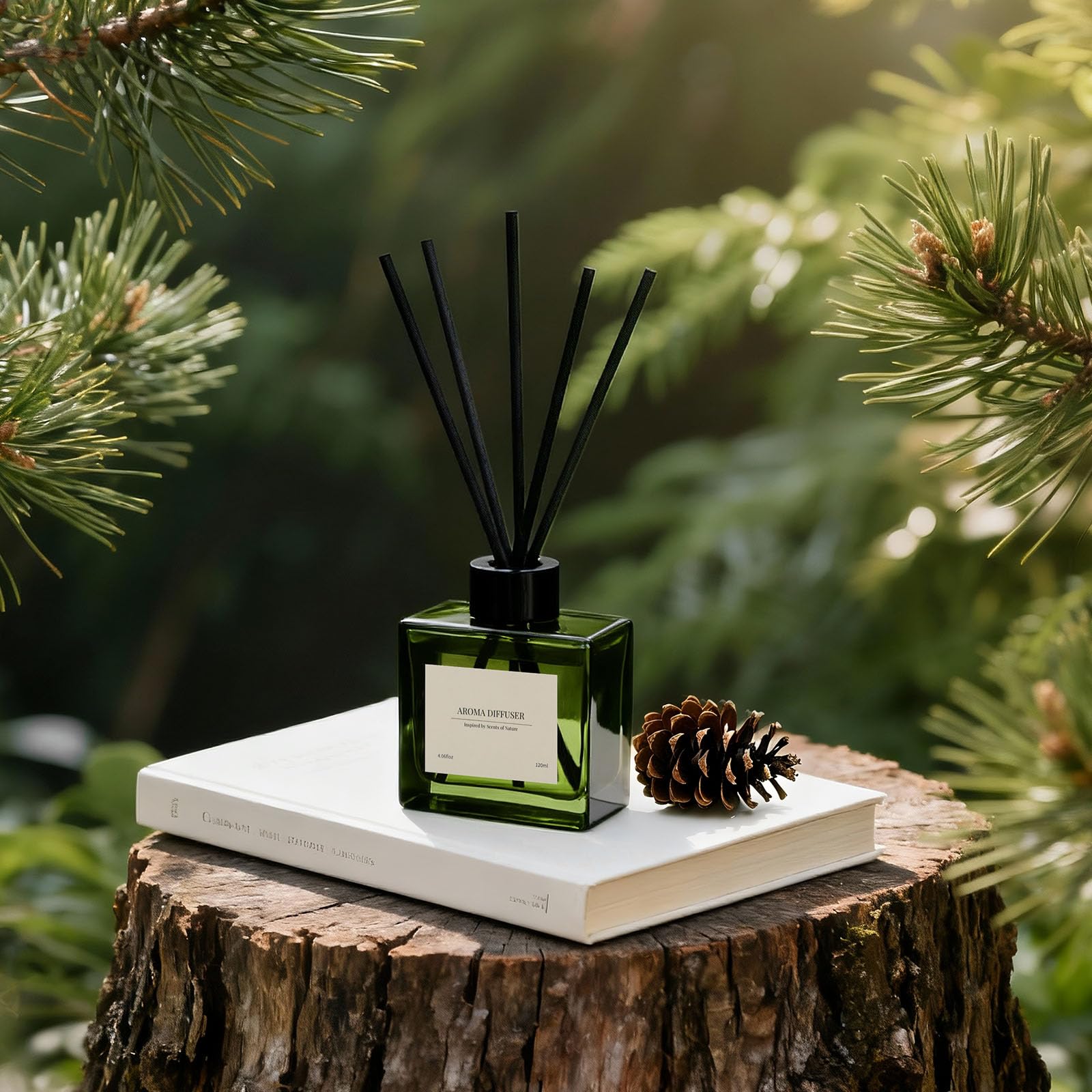 Raumduft Diffuser für Badezimmer,Aroma Diffuser Sandelholz Duft mit 7 Duftstäbchen,Natürlich Langanhaltend Lufterfrischer für die Schlafzimmer, Raumdüfte für dekorative Wohnaccessoires Drogerie & Körperpflege