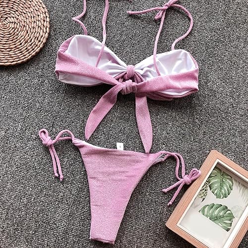 Miniatura 5 de JUNGE Bikini Sets for Women Sexy Women's Floral Print Bandeau Bikinis High Cut Strapless Knot Front Swimsuit Bathing Suit