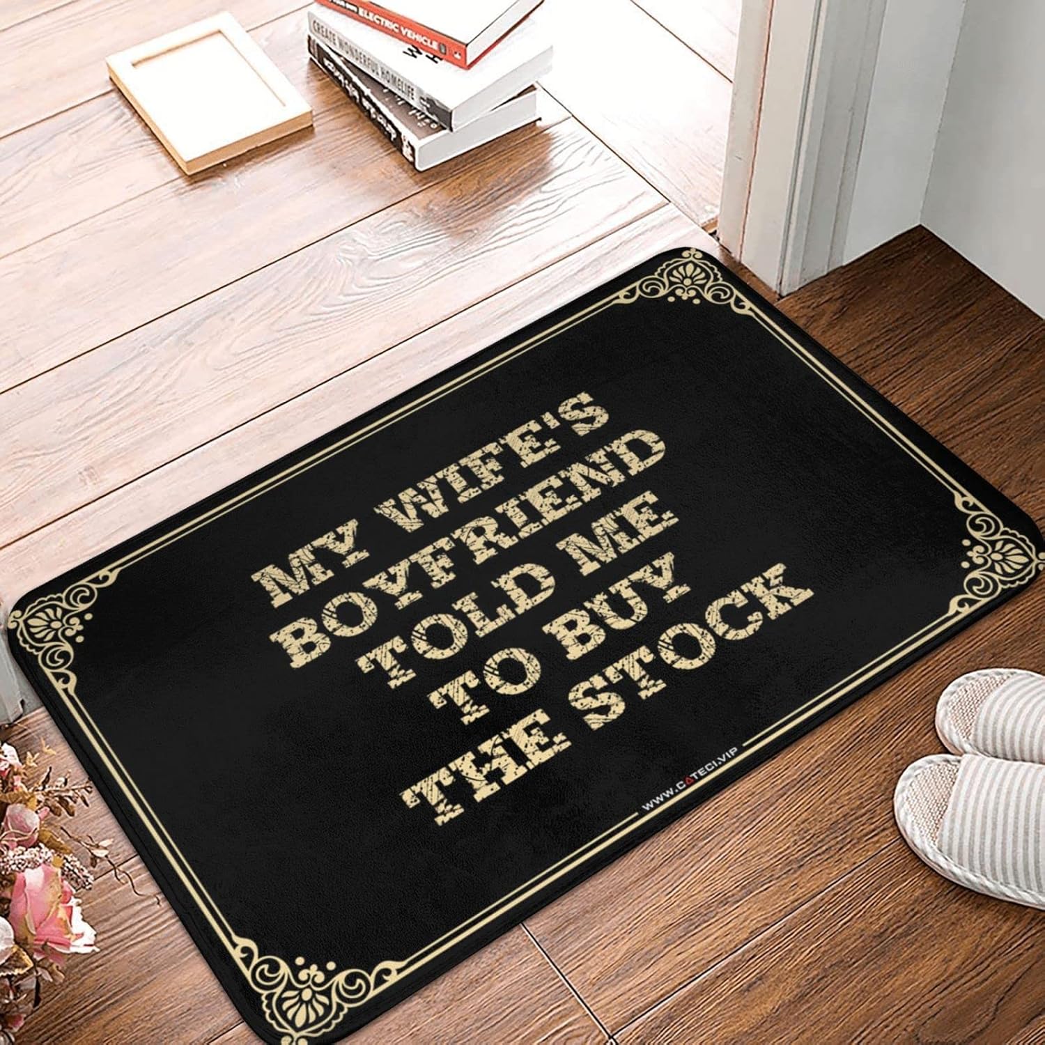 Funny Outdoor Decor My Wife's Boyfriend Told Me to Buy The Stock Doormat Indoor Outdoor Rugs Desk Floor Mat(Size:65X90CM), Colour, BCPYBPOFA-COLOUR-65X90CM