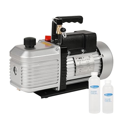 HFS (R) Bomba de vacío de vena rotativa de 2 etapas - 12 CFM, 1HP, 110V, puerto de entrada SAE de 14"-38"