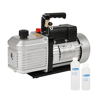 HFSR 2 Stage Rotary Vein Vacuum Pump - 12 CFM, 1HP, 110V, 1/4"-3/8" SAE Inlet Port