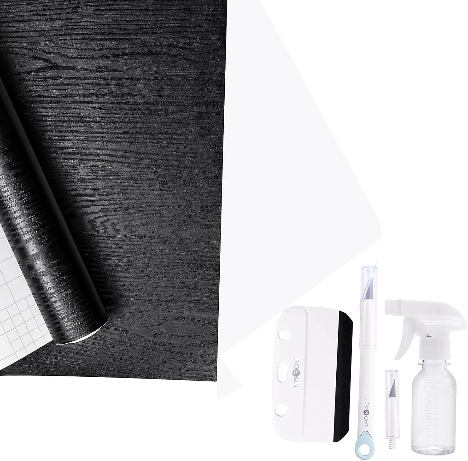 HTVRONT 17.7" x 197In Black Wallpaper + 4 PCS Installation