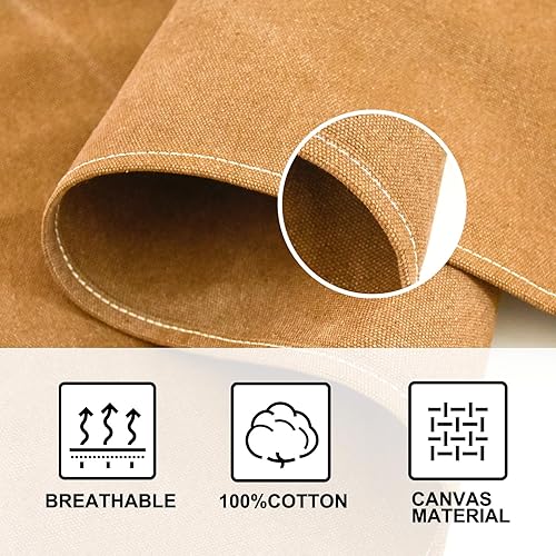 Miniatura 4 de Delantal de chef para hombres y mujeres, delantales de lona con 3 bolsillos traseros cruzados, delantal de trabajo resistente para cocinar