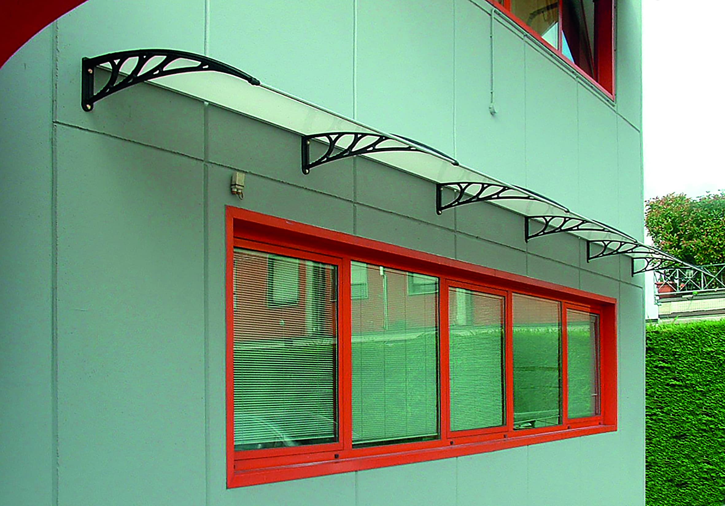 Linea Garden Friend Pensilina ABS da Esterno, con Supporto Grigio e Copertura in policarbonato Compatto Satinato opalino, profondità 100 cm, Lunghezza 130 cm