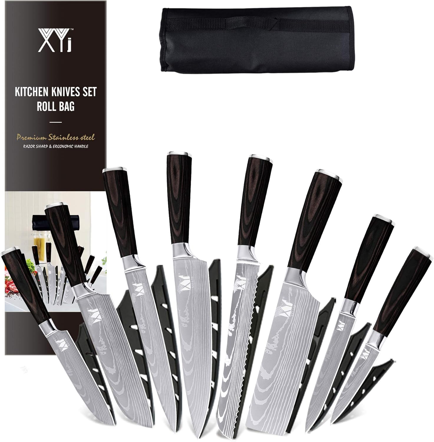 Buy Xyj Stainless Steel Kitchen Knives Set 8 Piece Chef Knife Set With Carry Case Bag Sheath Razor Sharp Well Balance Online In Indonesia B083qgkbj6