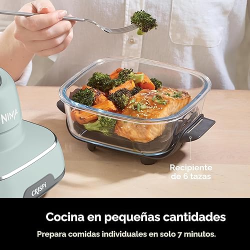 Miniatura 6 de Ninja Crispi - Freidora de aire de vidrio 4 en 1  450 F  No tóxica  Contenedores de vidrio de 4 cuartos y 6 tazas con tapas  Microondas, congelador,