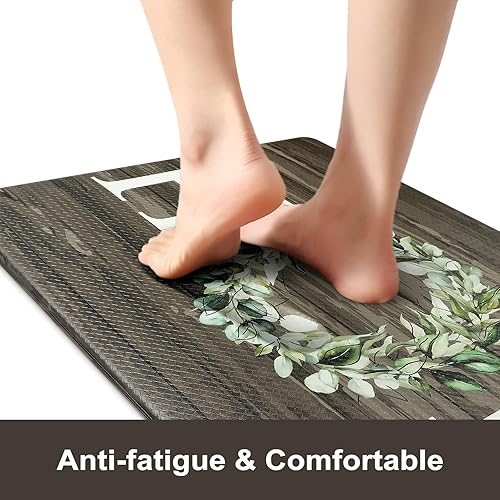 Miniatura 3 de Collive Juego de 2 tapetes de cocina acolchados antifatiga, antideslizantes, impermeables, alfombras de cocina y corredores de cocina para piso,