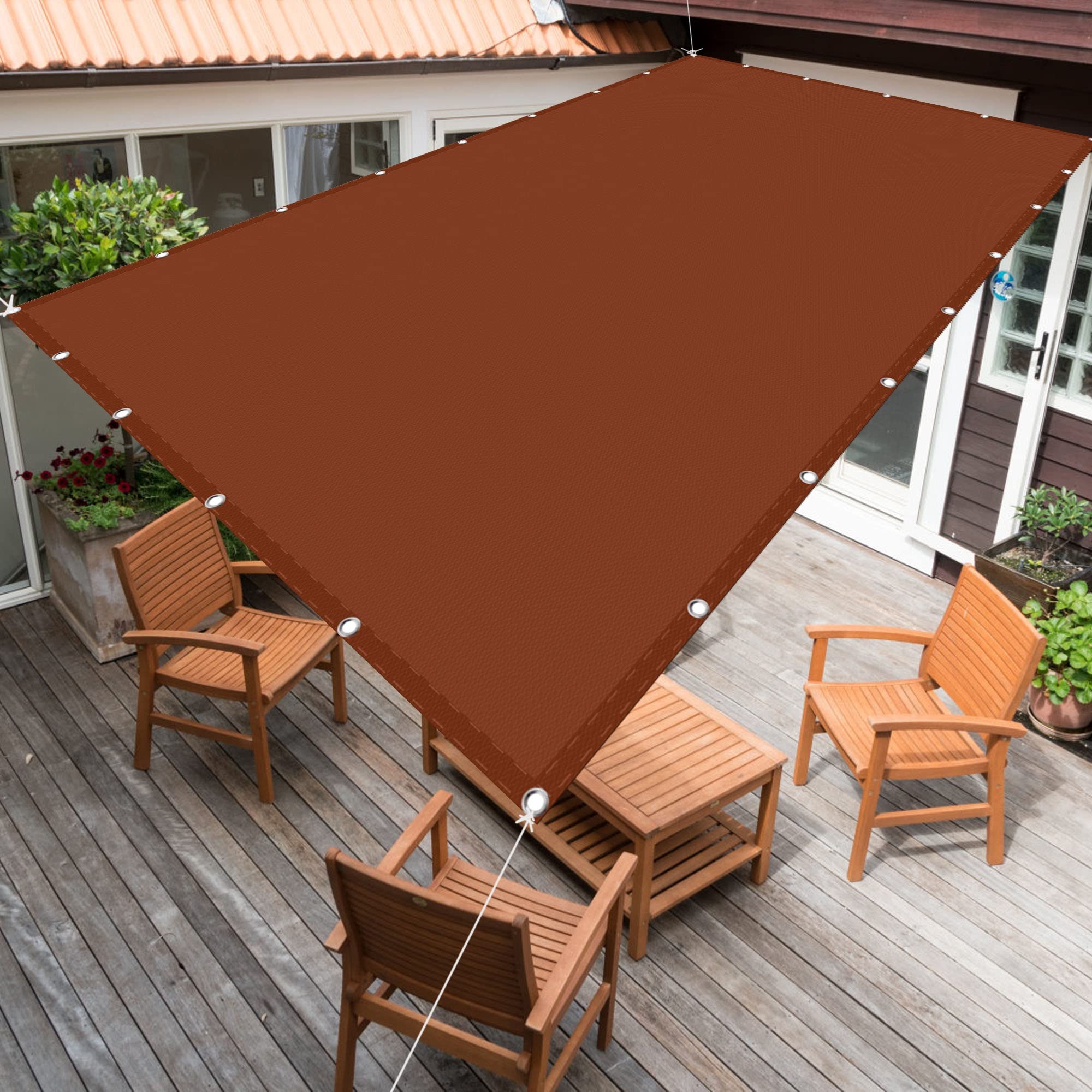 GAIJUAN Sonnensegel Rechteckig 2x2,6 M – Wasserdicht, UV-Schutz 90%, In Weinrot, Mit 4 X 1,5 M Seilen