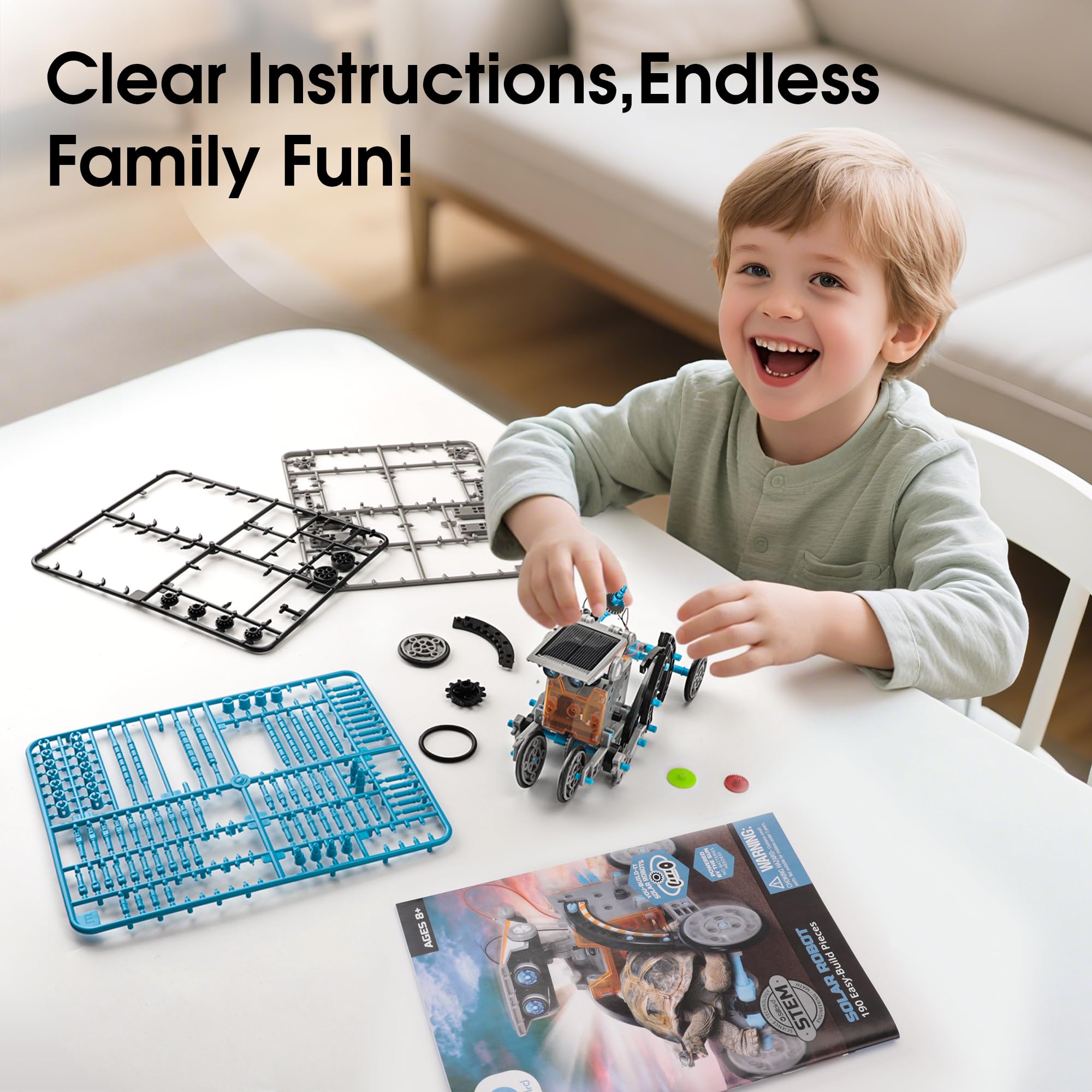 VEPOWER Energia Solare Robot, 12 in 1 Giocattoli Educativi, STEM Construcktion Set, Kit Esperimenti di Assemblaggio Fai da Te per Ragazzi, Regalo di 8-13 Anni(190 pezzi)