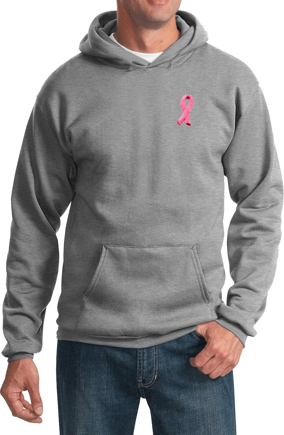 Buy Cool Shirts Breast Cancer Embroidered Pink Ribbon Pocket Print Hoodie