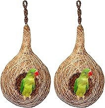 Organic Bird Nest Large Size Set of 2 | Handmade Coir Fiber & Jute Bird House for Sparrow & Small Birds | Hanging, Wall & Tree Mount Bird Nest for Balcony, Garden & Outdoor Use | Brown Color