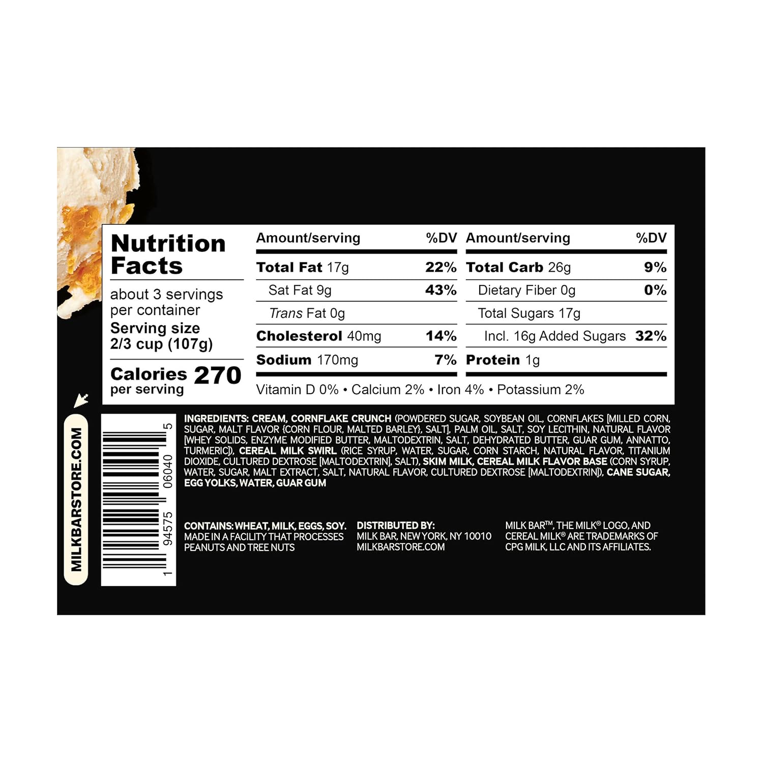 Milk Bar Cereal Milk Ice Cream, 14oz