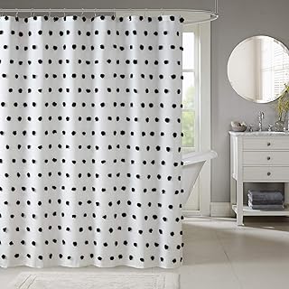 26 Black and White Bathroom Ideas That Never Go Out of Style 97 Madison Park Sophie Trendy Shower Curtain with Textured Pom-Poms Accent,...
