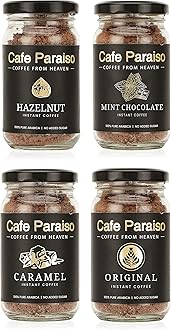 Hazelnut Caramel Mint Chocolate Original | 3+1 Free Pack | Instant Premium Flavored Arabica Coffee | 50g Each | Agglomerated Medium Roasted